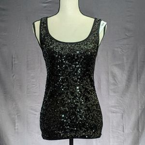 Old Navy Black Sequin Tank Top